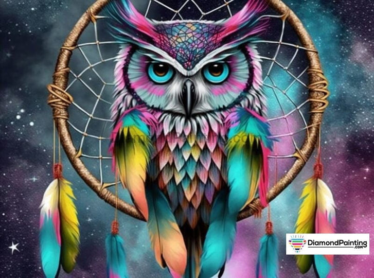 Rainbow Owl Diamond Painting Kit, code DP-1726 Diamond painting