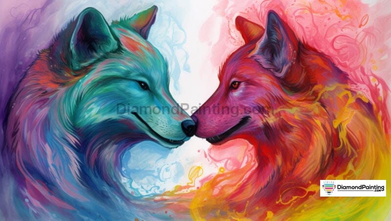 Rainbow Wolf Free Diamond Painting 