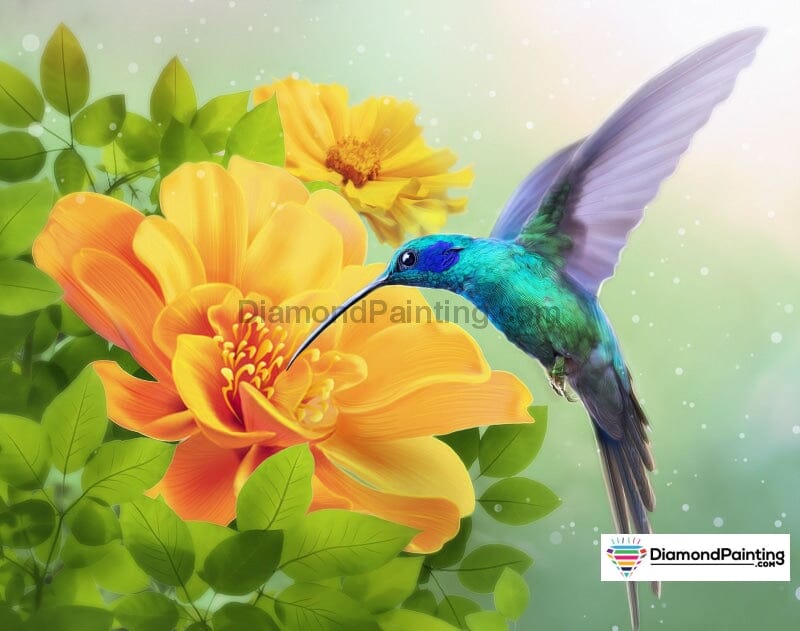Springtime Hummingbird Free Diamond Painting 
