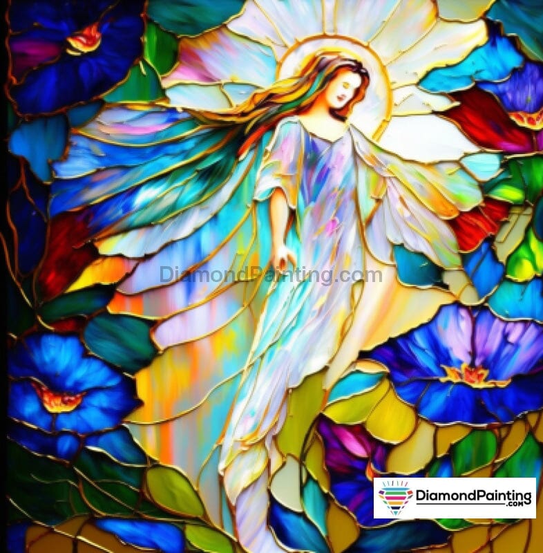 Stained Glass Guardian Angel Free Diamond Painting 