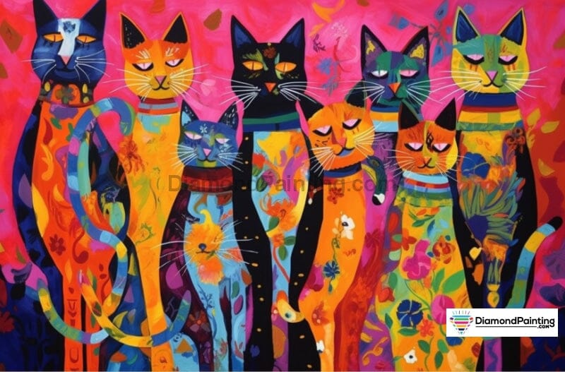 The Fancy Cats Free Diamond Painting 