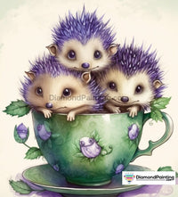 Thumbnail for Threes a Crowd Hedgehogs Tea Free Diamond Painting 