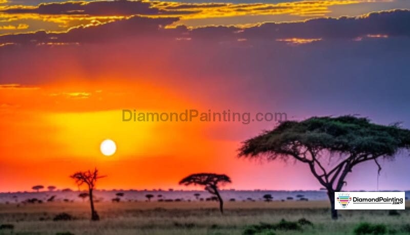 Warm Glow Over An African Safari Free Diamond Painting 