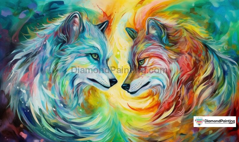 Watercolor Wolves Free Diamond Painting 