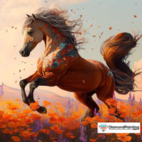 Thumbnail for Wild Horse in Blooming Flowers Free Diamond Painting 