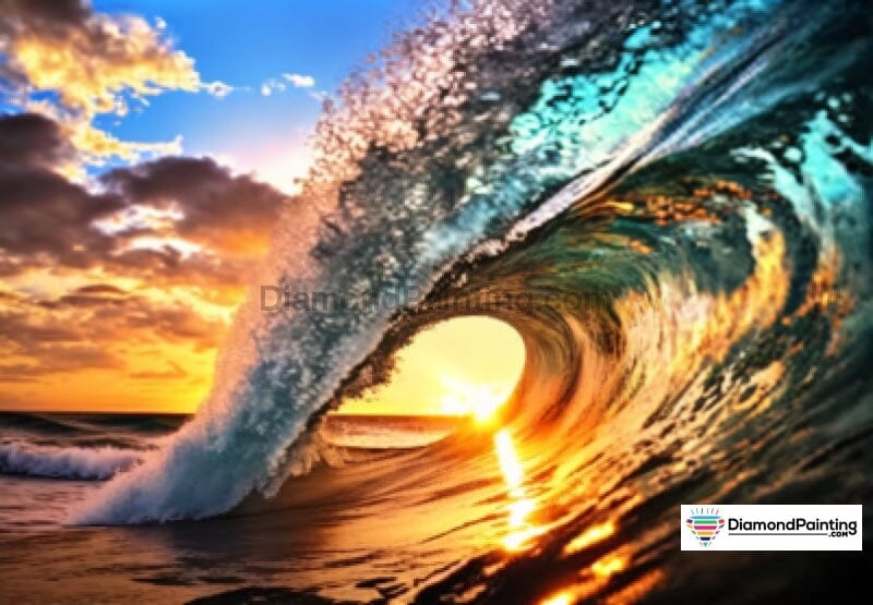 Wild Waves And Sunset Reflections Free Diamond Painting 
