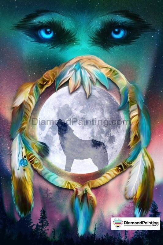 Wolf Dreamcatcher Moon Free Diamond Painting 