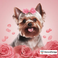 Thumbnail for Yorkie And The Roses Free Diamond Painting 